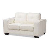 Baxton Studio Adalynn Modern and Contemporary White Faux Leather Upholstered Loveseat Baxton Studio-sofas-Minimal And Modern - 1