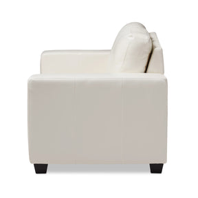 Baxton Studio Adalynn Modern and Contemporary White Faux Leather Upholstered Loveseat Baxton Studio-sofas-Minimal And Modern - 3