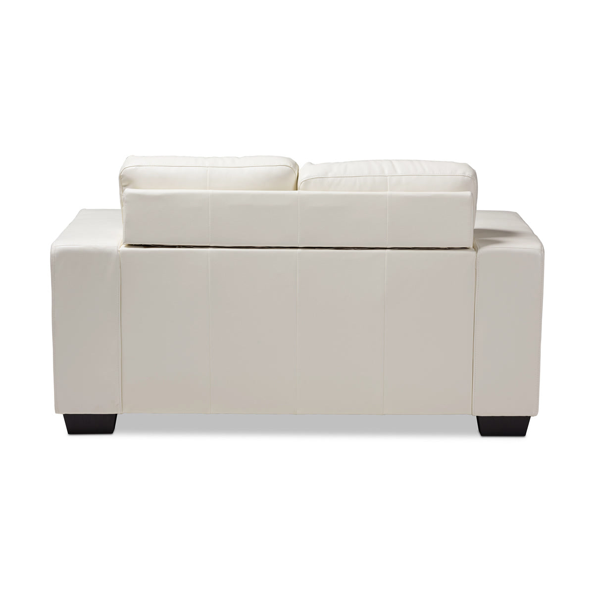 Baxton Studio Adalynn Modern and Contemporary White Faux Leather Upholstered Loveseat Baxton Studio-sofas-Minimal And Modern - 4
