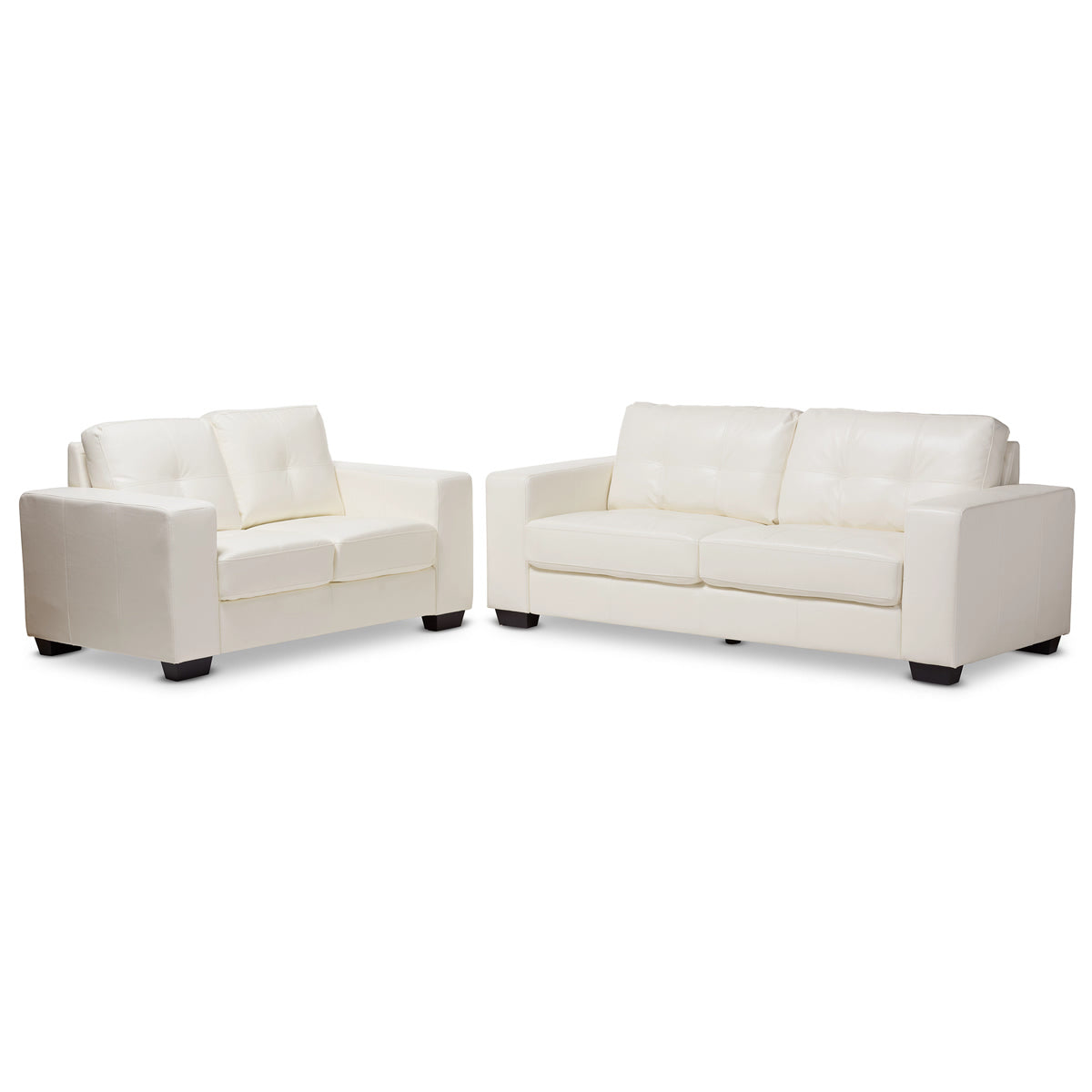 Baxton Studio Adalynn Modern and Contemporary White Faux Leather Upholstered 2-Piece Livingroom Set Baxton Studio-0-Minimal And Modern - 1