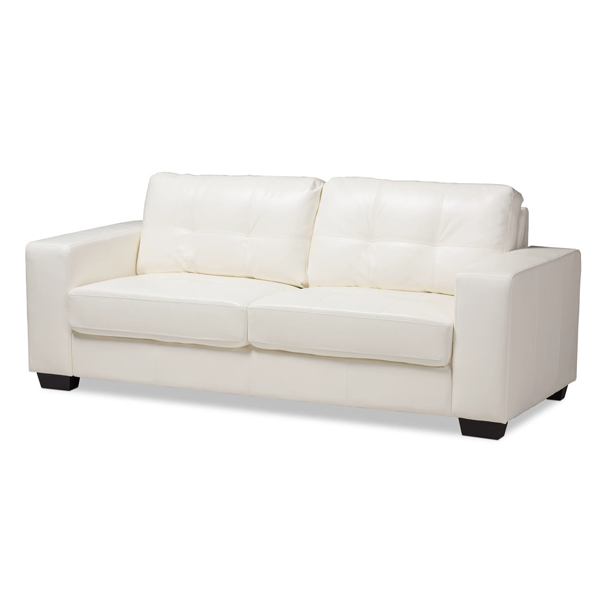Baxton Studio Adalynn Modern and Contemporary White Faux Leather Upholstered Sofa Baxton Studio-sofas-Minimal And Modern - 1