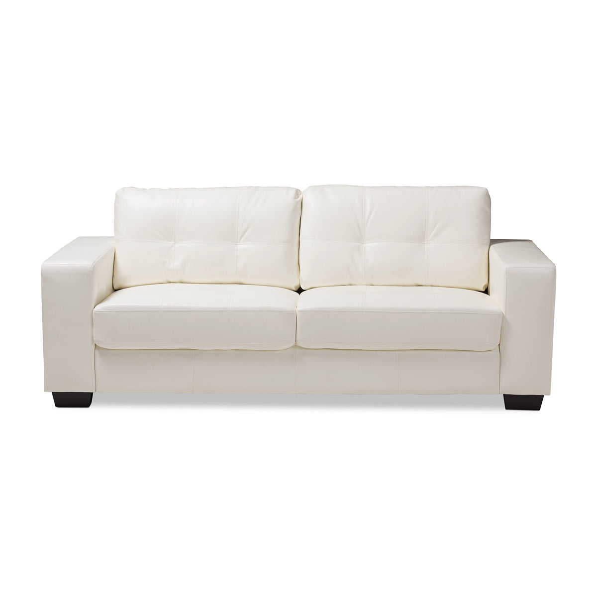 Baxton Studio Adalynn Modern and Contemporary White Faux Leather Upholstered Sofa Baxton Studio-sofas-Minimal And Modern - 2