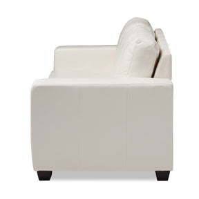 Baxton Studio Adalynn Modern and Contemporary White Faux Leather Upholstered Sofa Baxton Studio-sofas-Minimal And Modern - 3
