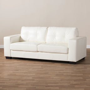Baxton Studio Adalynn Modern and Contemporary White Faux Leather Upholstered Sofa Baxton Studio-sofas-Minimal And Modern - 8