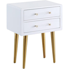 Meridian Furniture Zane White Laquer with Gold Side TableMeridian Furniture - Side Table - Minimal And Modern - 1