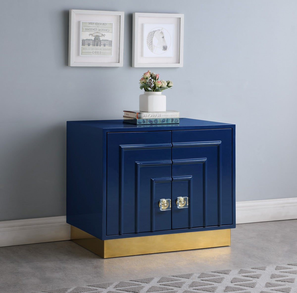 Meridian Furniture Cosmopolitan Navy Lacquer Side Table