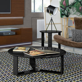 Manhattan Comfort Madison 1.0- 35.78" Round Accent Coffee Table in Black Gloss