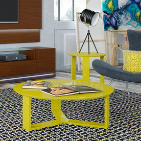 Manhattan Comfort Madison 1.0- 35.78" Round Accent Coffee Table in Lime Gloss