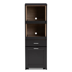 Baxton Studio Fabian Modern and Contemporary Dark Grey and Oak Brown Finished Kitchen Cabinet with Roll-Out Compartment Baxton Studio-0-Minimal And Modern - 5