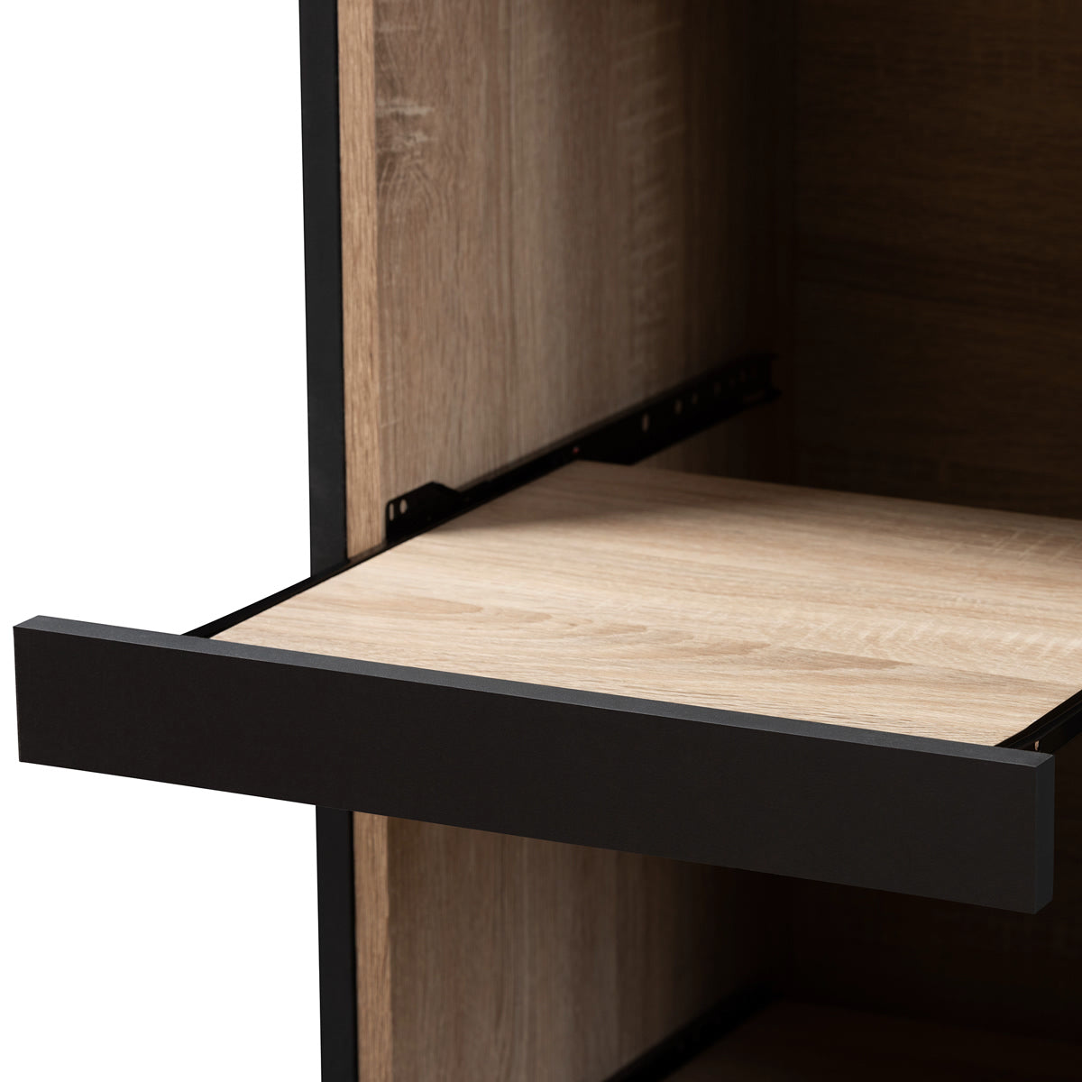 Baxton Studio Fabian Modern and Contemporary Dark Grey and Oak Brown Finished Kitchen Cabinet with Roll-Out Compartment Baxton Studio-0-Minimal And Modern - 8