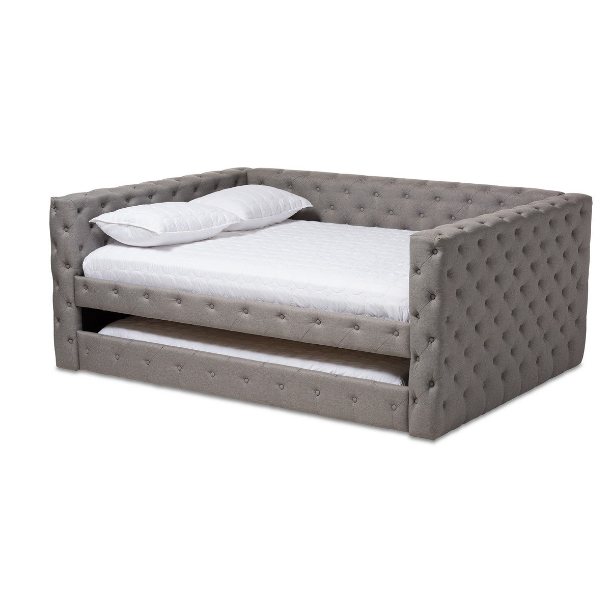 Baxton Studio Anabella Modern and Contemporary Grey Fabric Upholstered Full Size Daybed with Trundle Baxton Studio-daybed-Minimal And Modern - 1