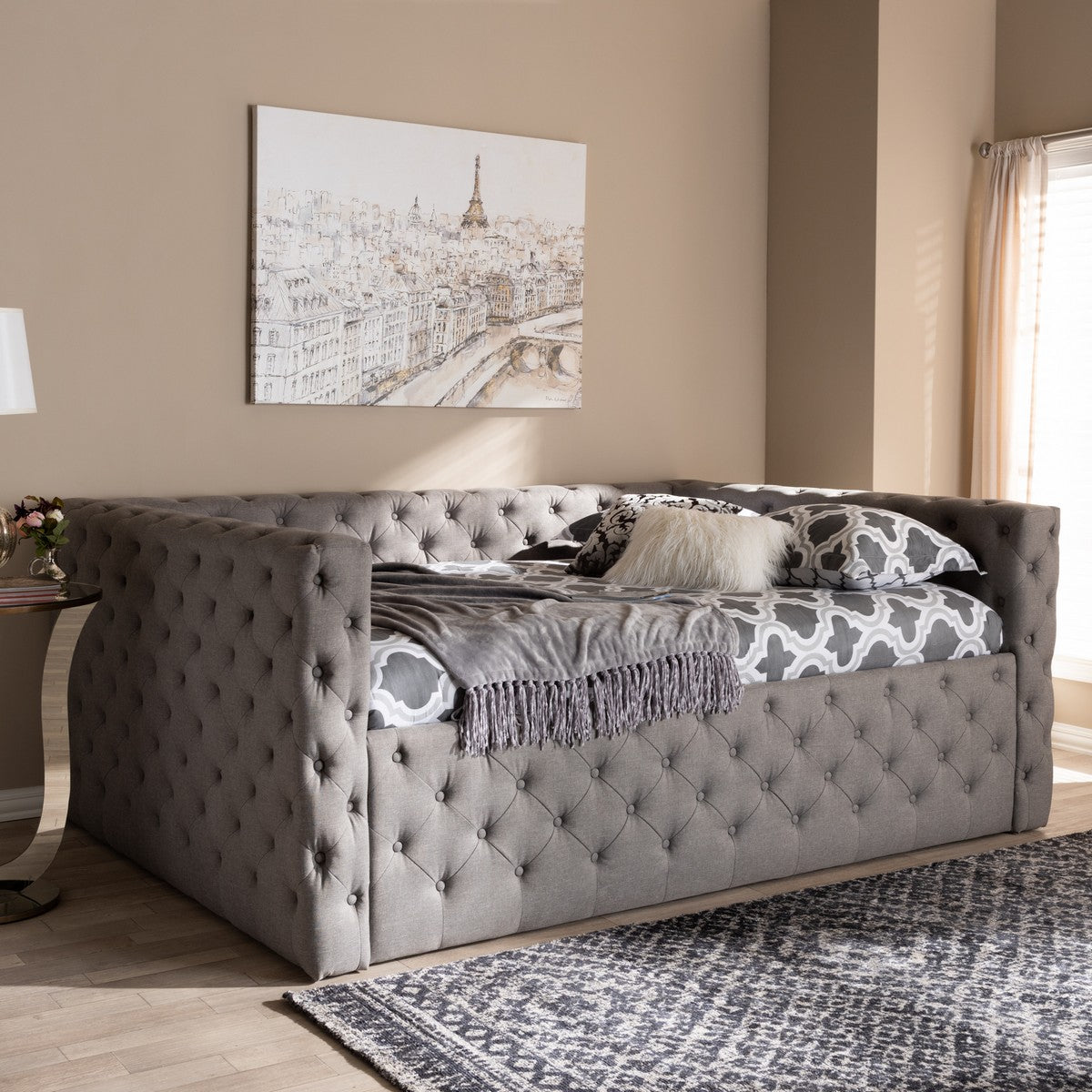 Baxton Studio Anabella Modern and Contemporary Grey Fabric Upholstered Full Size Daybed