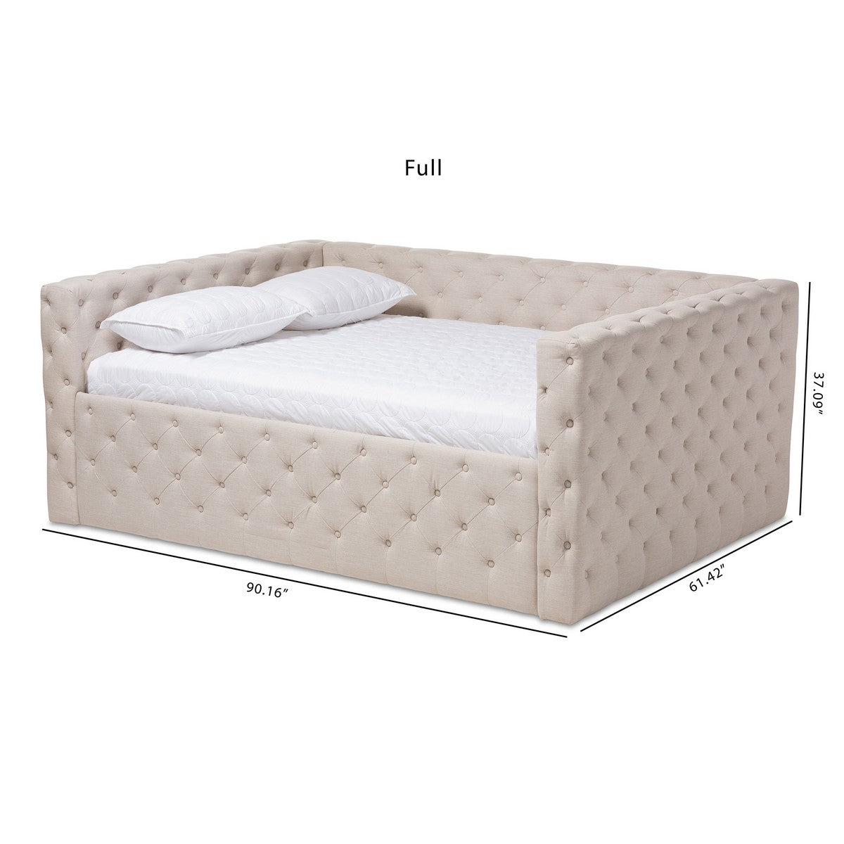 Baxton Studio Anabella Modern and Contemporary Light Beige Fabric Upholstered Full Size Daybed