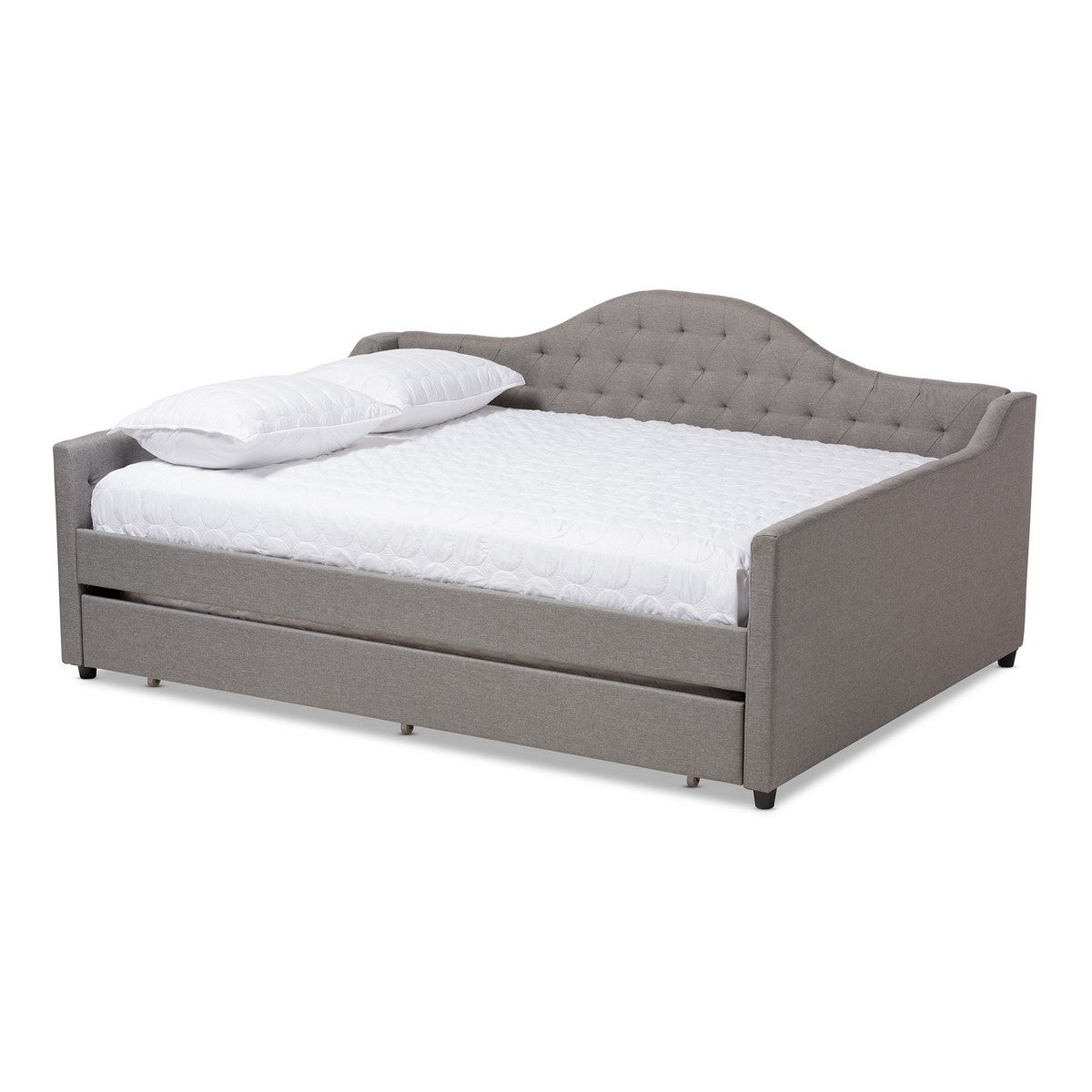Baxton Studio Eliza Modern and Contemporary Grey Fabric Upholstered Full Size Daybed with Trundle Baxton Studio-daybed-Minimal And Modern - 1