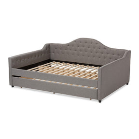Baxton Studio Eliza Modern and Contemporary Grey Fabric Upholstered Queen Size Daybed with Trundle