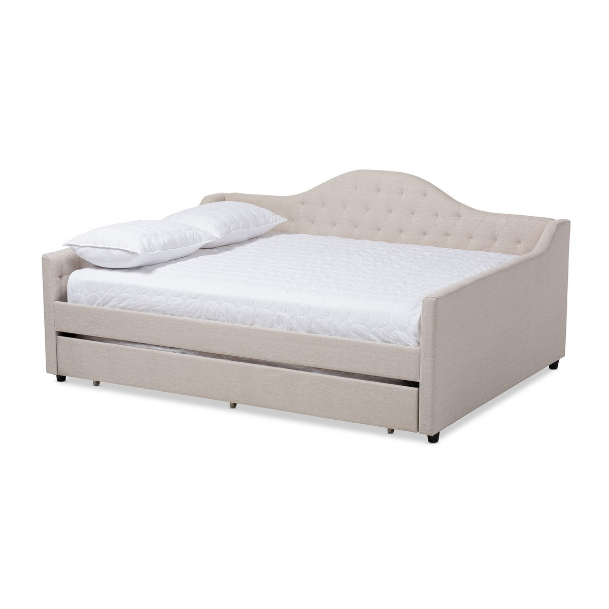 Baxton Studio Eliza Modern and Contemporary Light Beige Fabric Upholstered Full Size Daybed with Trundle Baxton Studio-daybed-Minimal And Modern - 1