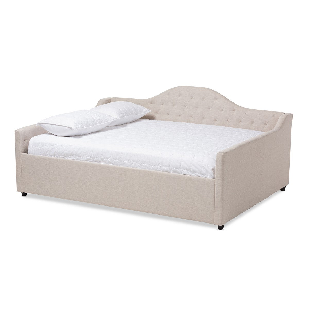 Baxton Studio Eliza Modern and Contemporary Light Beige Fabric Upholstered Queen Size Daybed Baxton Studio-daybed-Minimal And Modern - 1
