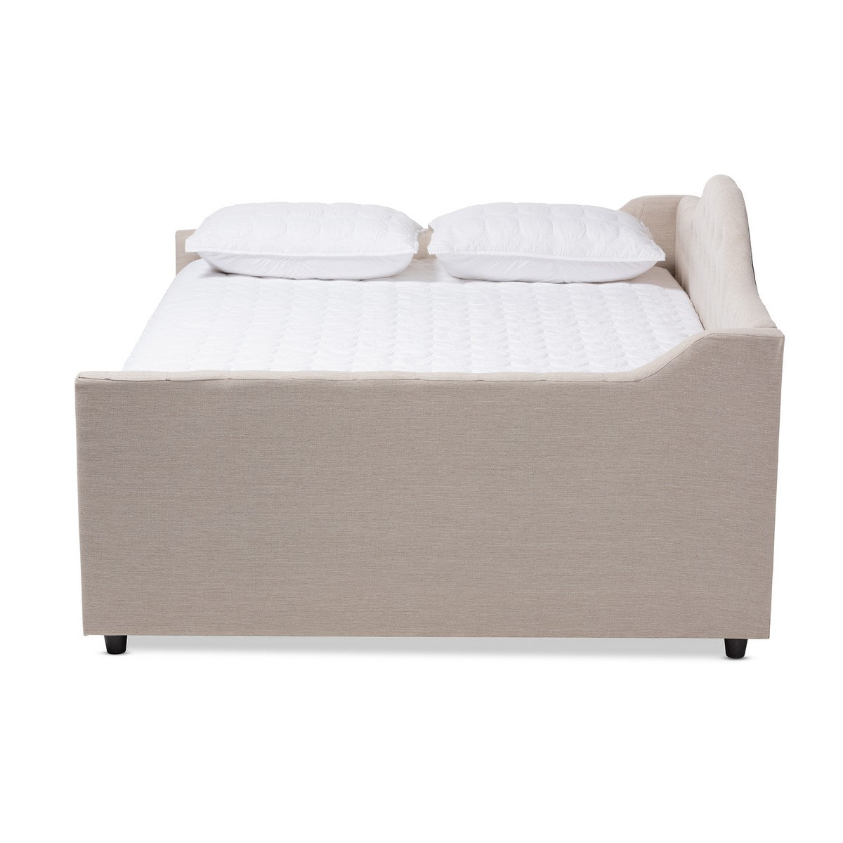 Baxton Studio Eliza Modern and Contemporary Light Beige Fabric Upholstered Queen Size Daybed