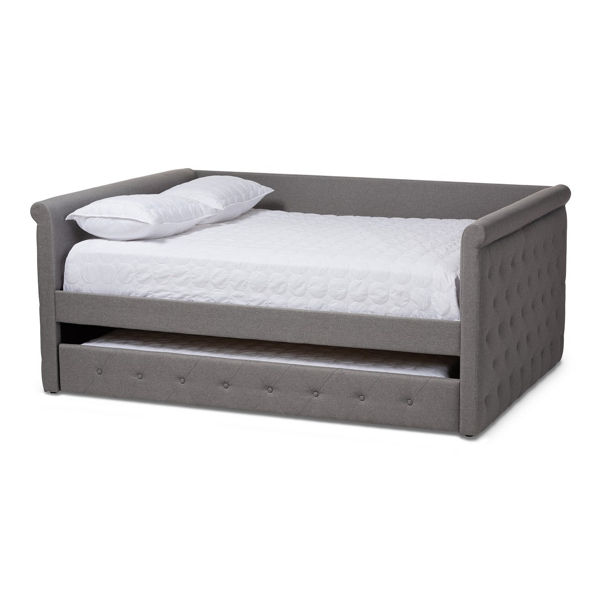 Baxton Studio Alena Modern and Contemporary Grey Fabric Upholstered Full Size Daybed with Trundle Baxton Studio-daybed-Minimal And Modern - 1