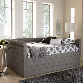 Baxton Studio Amaya Modern and Contemporary Grey Fabric Upholstered Queen Size Daybed