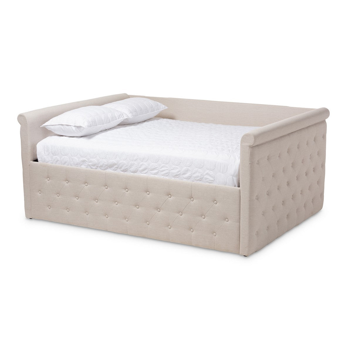 Baxton Studio Amaya Modern and Contemporary Light Beige Fabric Upholstered Queen Size Daybed Baxton Studio-daybed-Minimal And Modern - 1