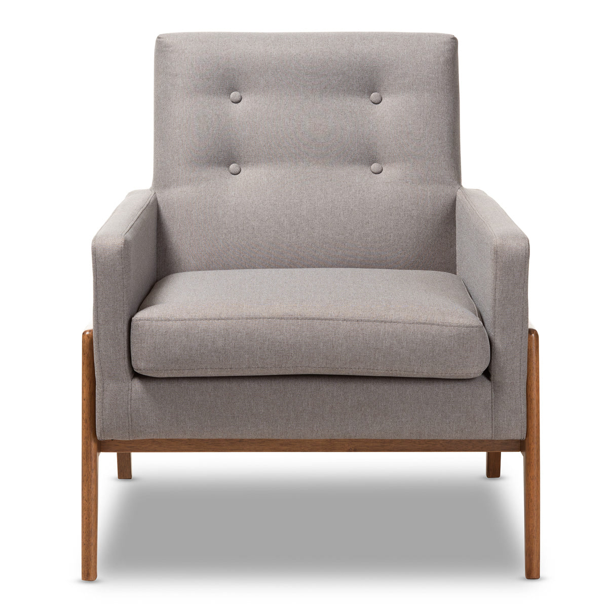 Baxton Studio Perris Mid-Century Modern Grey Fabric Upholstered Walnut Wood Lounge Chair Baxton Studio-chairs-Minimal And Modern - 2