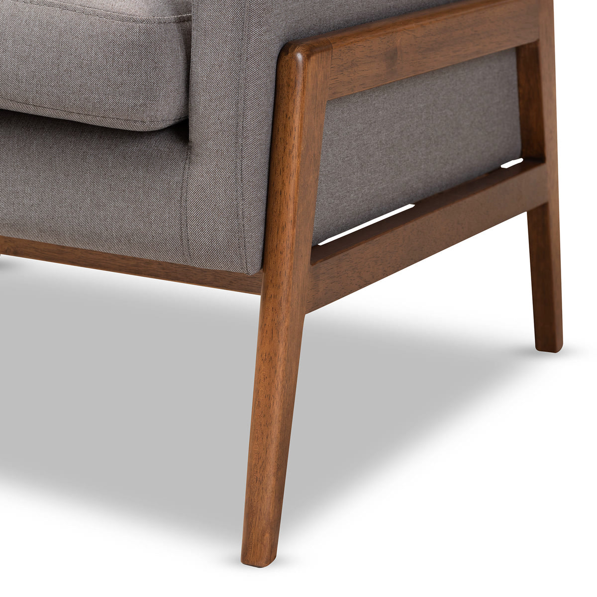 Baxton Studio Perris Mid-Century Modern Grey Fabric Upholstered Walnut Wood Lounge Chair Baxton Studio-chairs-Minimal And Modern - 6