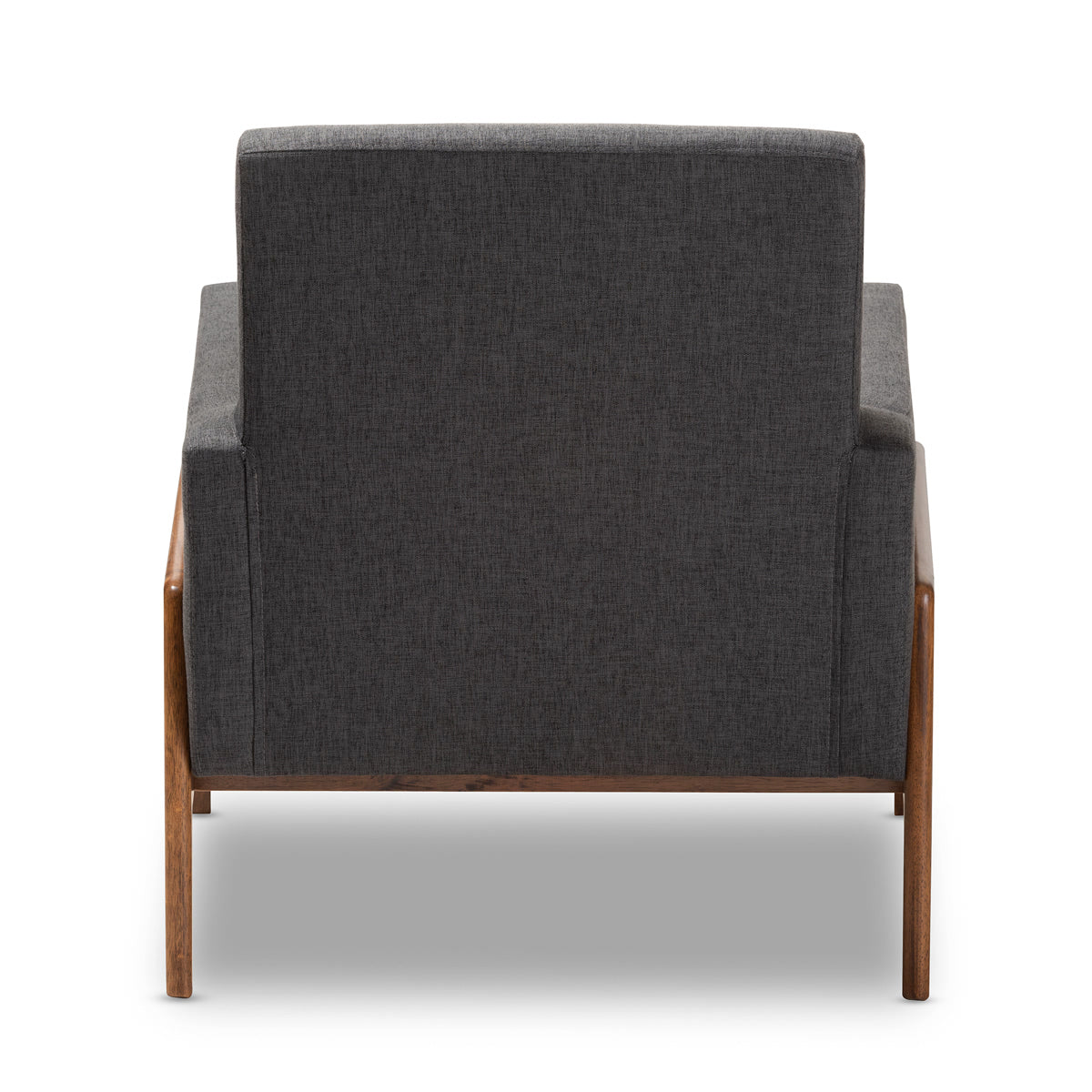 Baxton Studio Perris Mid-Century Modern Dark Grey Fabric Upholstered Walnut Wood Lounge Chair Baxton Studio-chairs-Minimal And Modern - 4