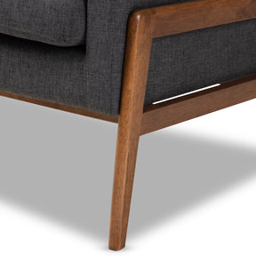 Baxton Studio Perris Mid-Century Modern Dark Grey Fabric Upholstered Walnut Wood Lounge Chair Baxton Studio-chairs-Minimal And Modern - 6