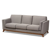 Baxton Studio Sava Mid-Century Modern Grey Fabric Upholstered Walnut Wood 3-Seater Sofa Baxton Studio-sofas-Minimal And Modern - 1