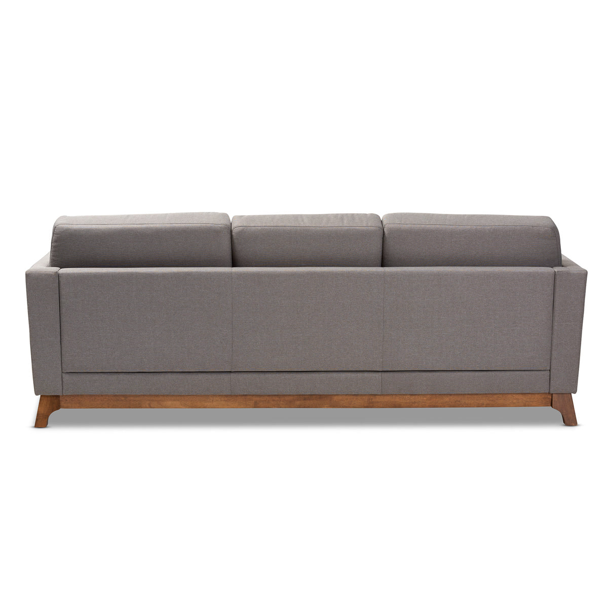 Baxton Studio Sava Mid-Century Modern Grey Fabric Upholstered Walnut Wood 3-Seater Sofa Baxton Studio-sofas-Minimal And Modern - 4