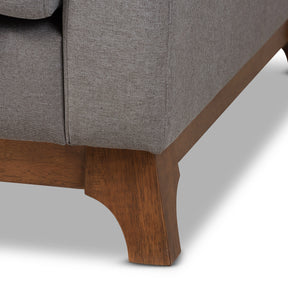 Baxton Studio Sava Mid-Century Modern Grey Fabric Upholstered Walnut Wood 3-Seater Sofa Baxton Studio-sofas-Minimal And Modern - 6