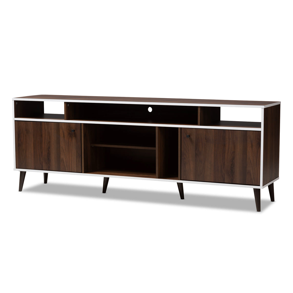 Baxton Studio Marion Mid-Century Modern Brown and White Finished TV Stand Baxton Studio-TV Stands-Minimal And Modern - 1