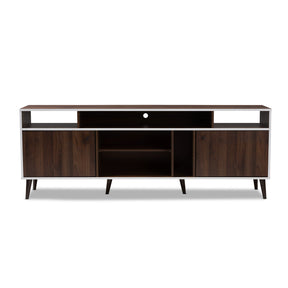 Baxton Studio Marion Mid-Century Modern Brown and White Finished TV Stand Baxton Studio-TV Stands-Minimal And Modern - 3