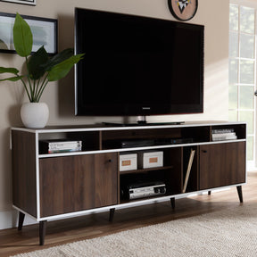 Baxton Studio Marion Mid-Century Modern Brown and White Finished TV Stand Baxton Studio-TV Stands-Minimal And Modern - 7