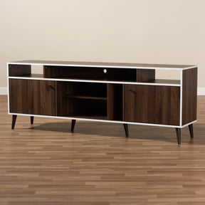 Baxton Studio Marion Mid-Century Modern Brown and White Finished TV Stand Baxton Studio-TV Stands-Minimal And Modern - 8