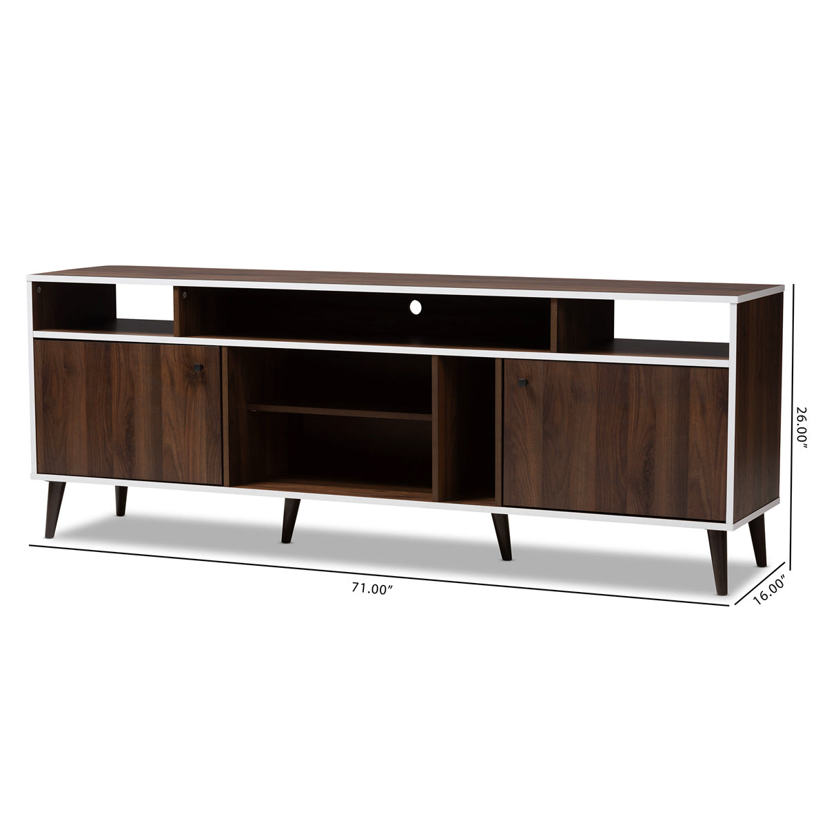 Baxton Studio Marion Mid-Century Modern Brown and White Finished TV Stand Baxton Studio-TV Stands-Minimal And Modern - 9