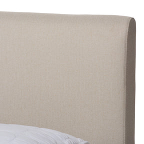 Baxton Studio Aveneil Mid-Century Modern Beige Fabric Upholstered Walnut Finished Full Size Platform Bed Baxton Studio-beds-Minimal And Modern - 5