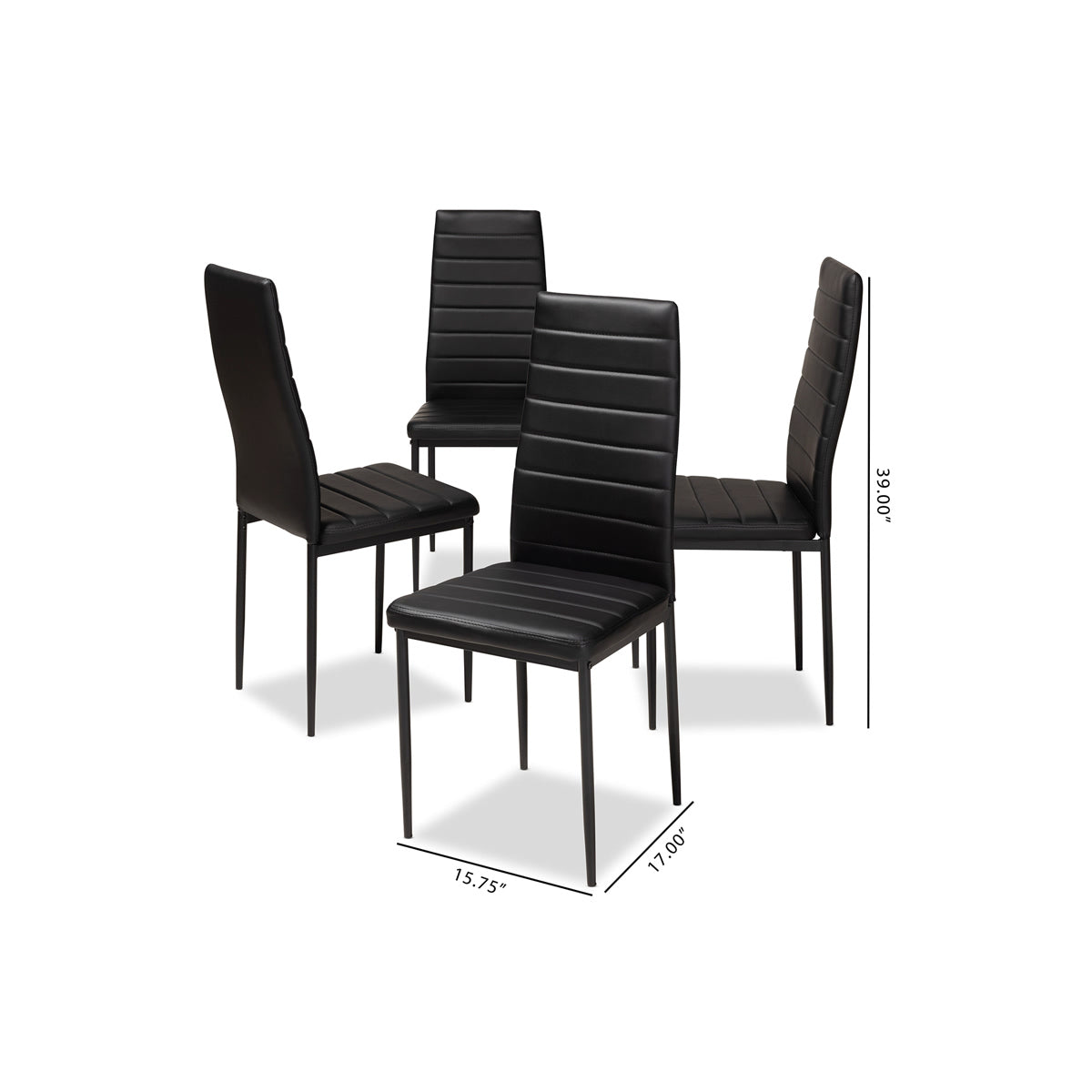 Baxton Studio Armand Modern and Contemporary Black Faux Leather Upholstered Dining Chair (Set of 4) Baxton Studio-dining chair-Minimal And Modern - 5