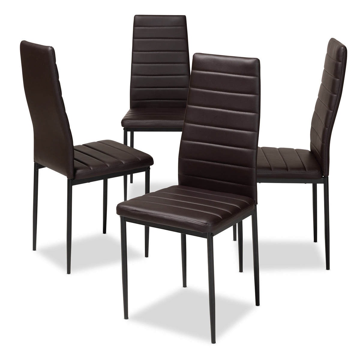 Baxton Studio Armand Modern and Contemporary Brown Faux Leather Upholstered Dining Chair (Set of 4) Baxton Studio-dining chair-Minimal And Modern - 1