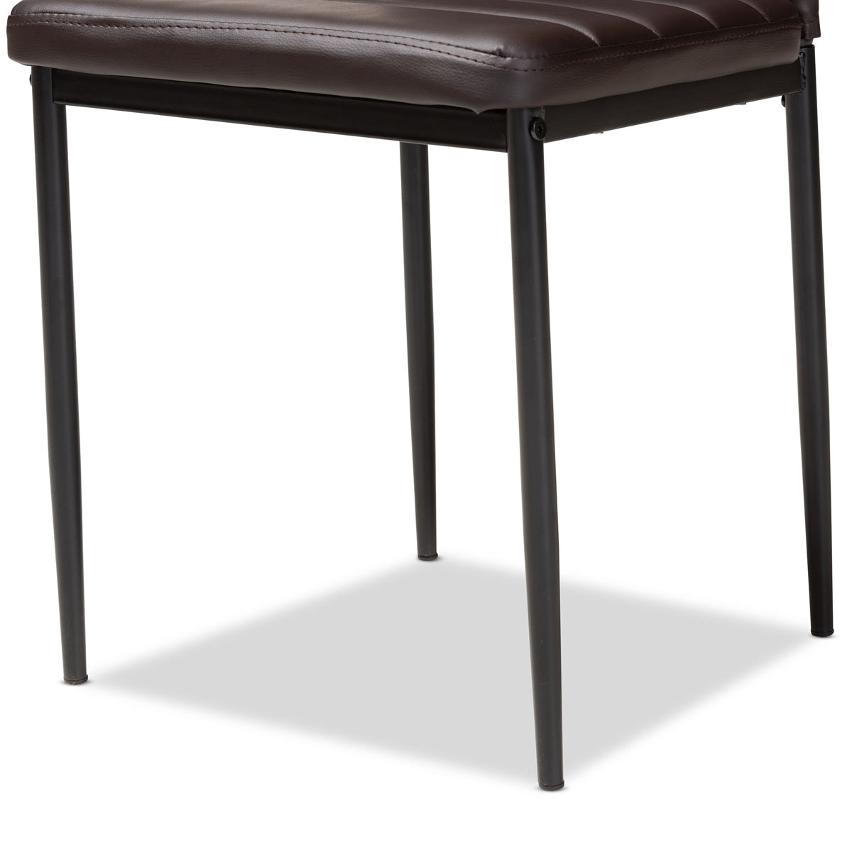 Baxton Studio Armand Modern and Contemporary Brown Faux Leather Upholstered Dining Chair (Set of 4) Baxton Studio-dining chair-Minimal And Modern - 2