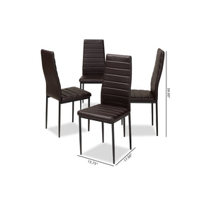 Baxton Studio Armand Modern and Contemporary Brown Faux Leather Upholstered Dining Chair (Set of 4) Baxton Studio-dining chair-Minimal And Modern - 5