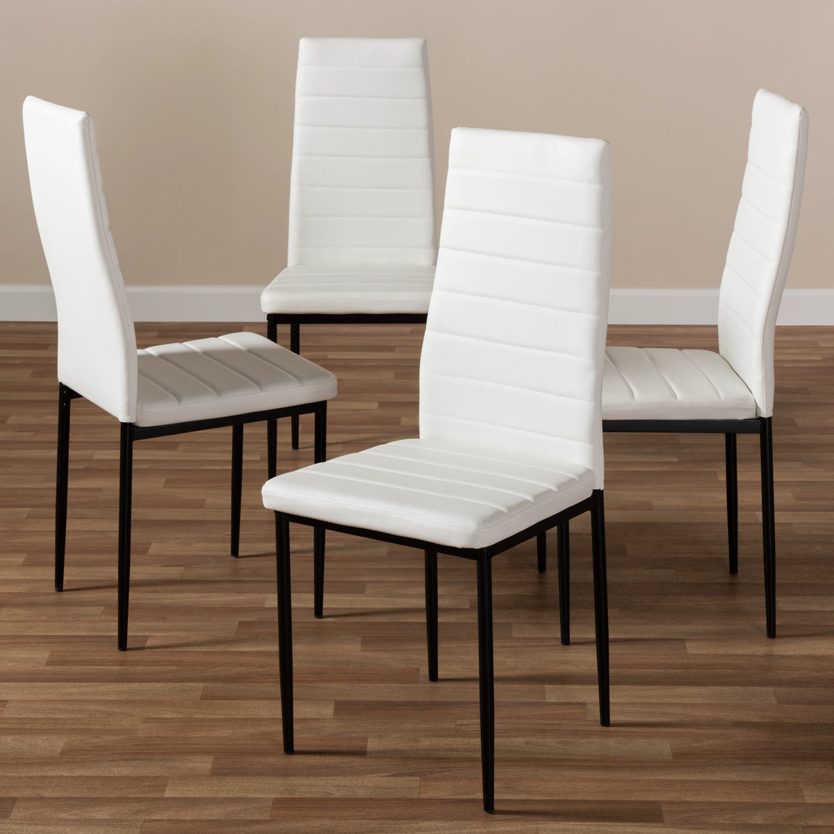 Baxton Studio Armand Modern and Contemporary White Faux Leather Upholstered Dining Chair (Set of 4) Baxton Studio-dining chair-Minimal And Modern - 4