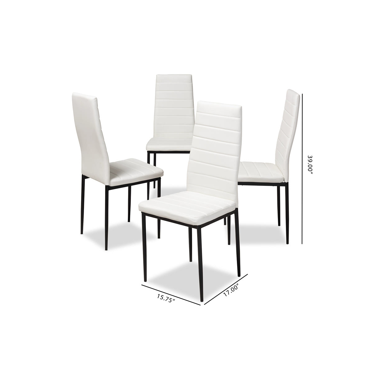 Baxton Studio Armand Modern and Contemporary White Faux Leather Upholstered Dining Chair (Set of 4) Baxton Studio-dining chair-Minimal And Modern - 5