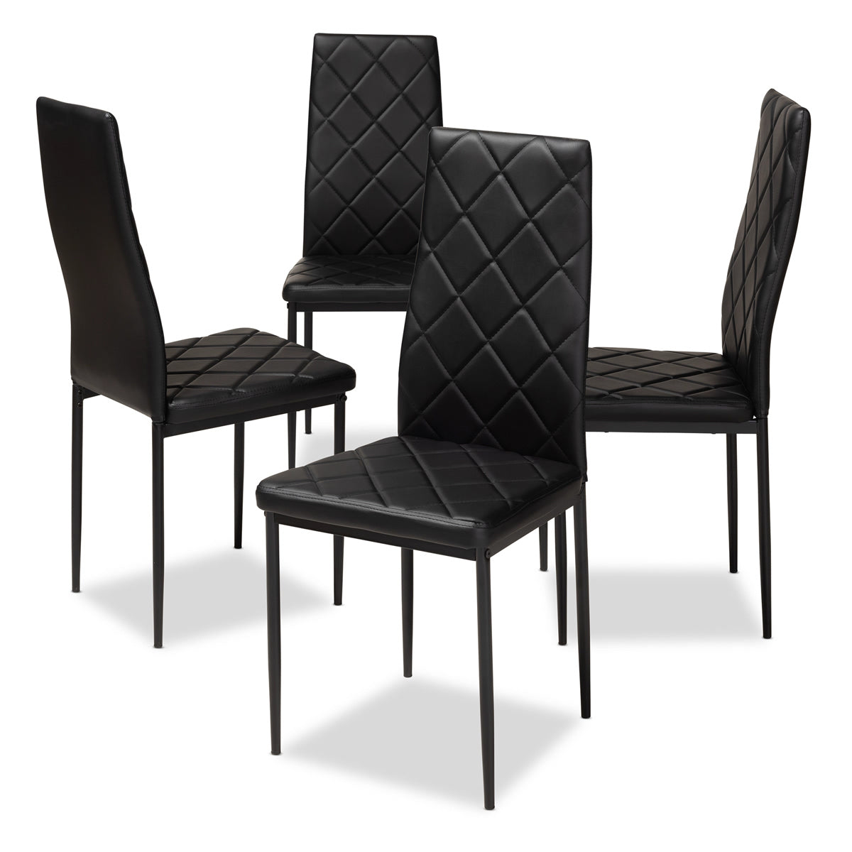 Baxton Studio Blaise Modern and Contemporary Black Faux Leather Upholstered Dining Chair (Set of 4) Baxton Studio-dining chair-Minimal And Modern - 1