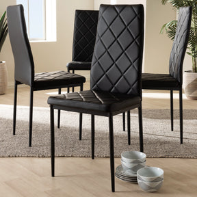 Baxton Studio Blaise Modern and Contemporary Black Faux Leather Upholstered Dining Chair (Set of 4) Baxton Studio-dining chair-Minimal And Modern - 3