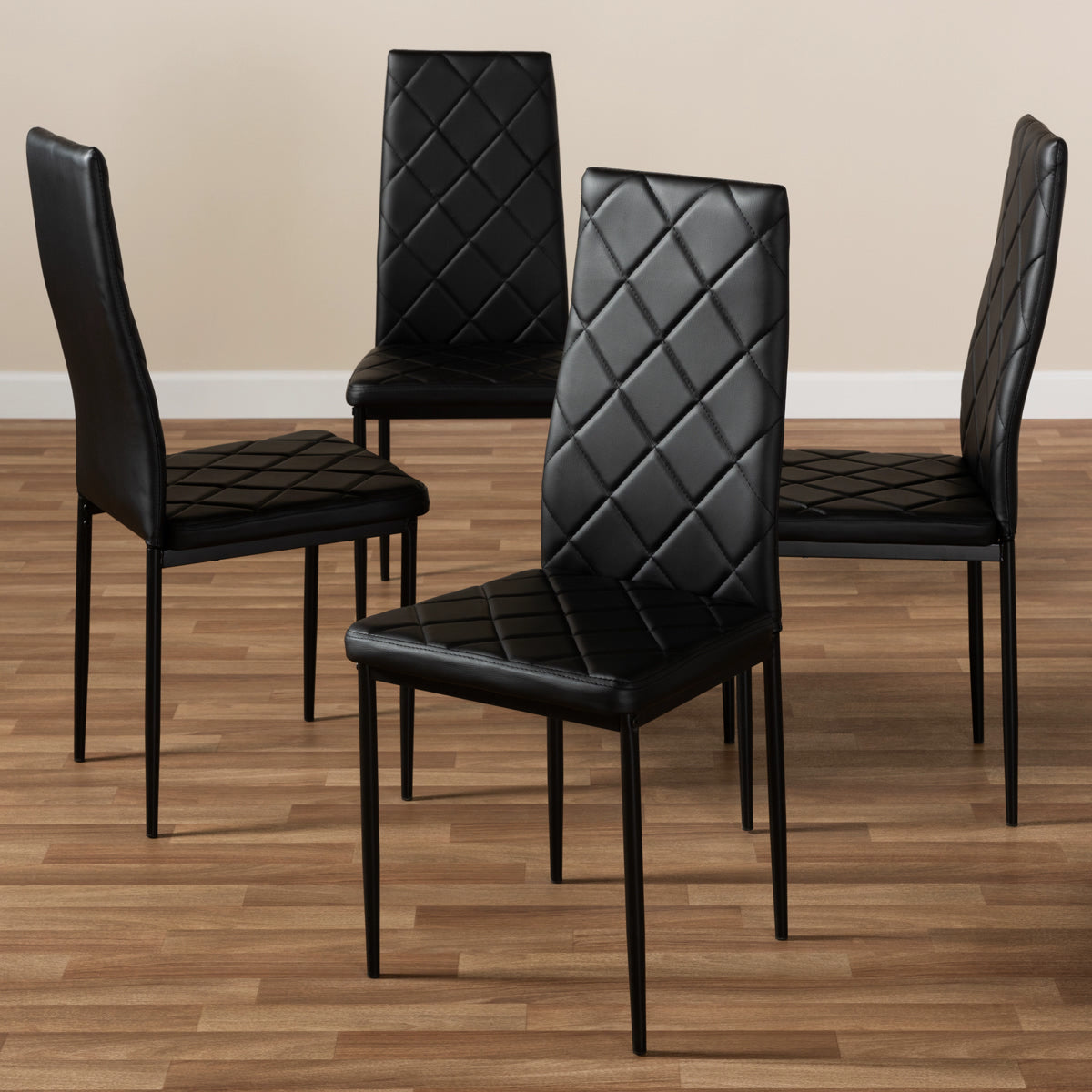 Baxton Studio Blaise Modern and Contemporary Black Faux Leather Upholstered Dining Chair (Set of 4) Baxton Studio-dining chair-Minimal And Modern - 4