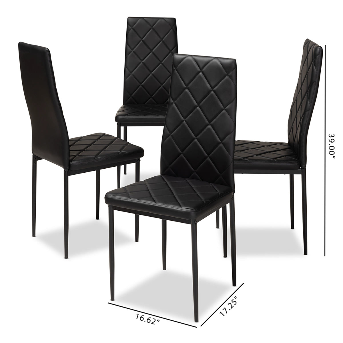 Baxton Studio Blaise Modern and Contemporary Black Faux Leather Upholstered Dining Chair (Set of 4) Baxton Studio-dining chair-Minimal And Modern - 5