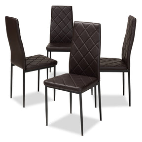 Baxton Studio Blaise Modern and Contemporary Brown Faux Leather Upholstered Dining Chair (Set of 4) Baxton Studio-dining chair-Minimal And Modern - 1