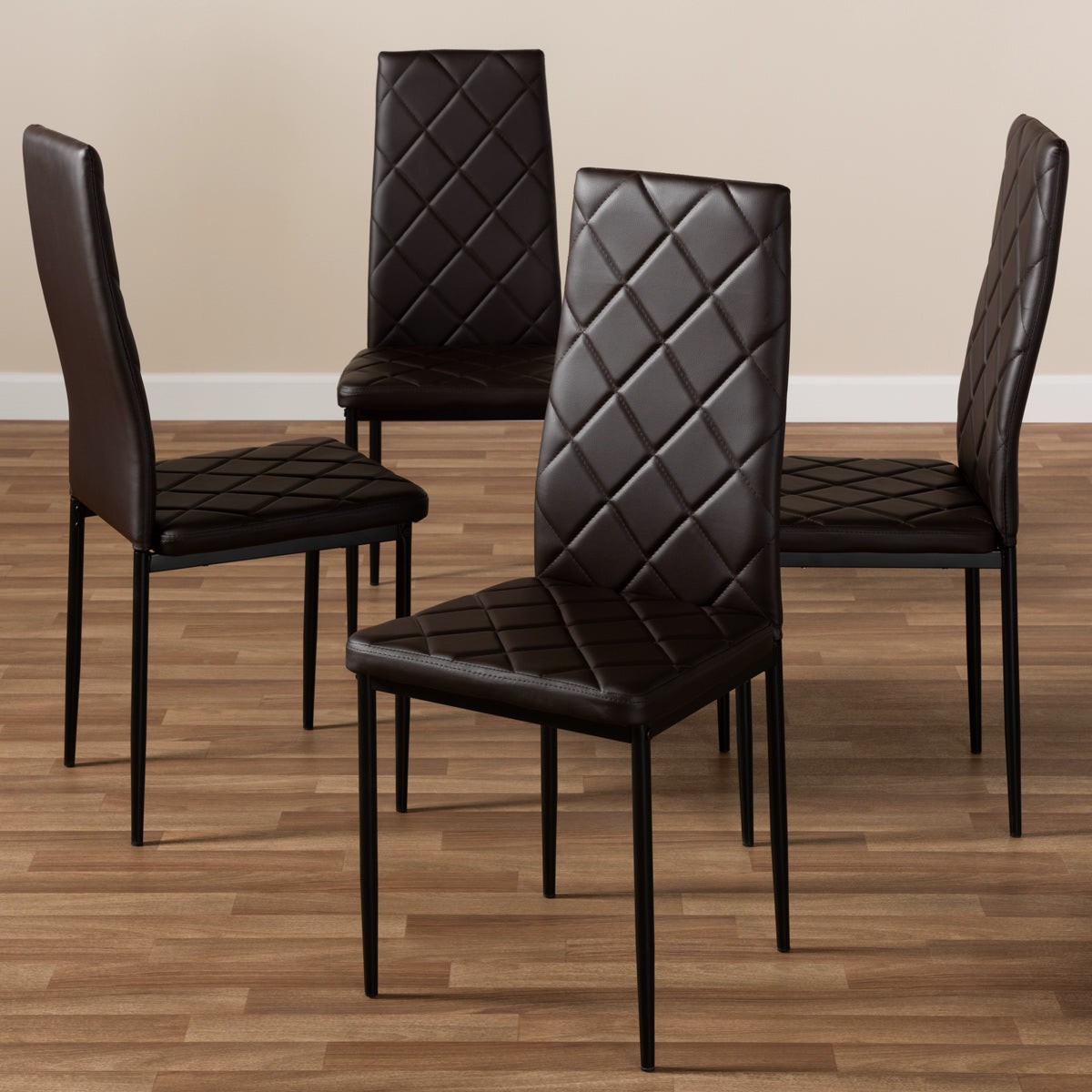 Baxton Studio Blaise Modern and Contemporary Brown Faux Leather Upholstered Dining Chair (Set of 4) Baxton Studio-dining chair-Minimal And Modern - 4